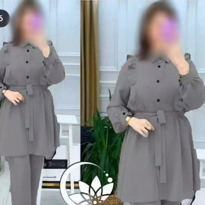 ست مانتو شلوار ستایش جنس ابروبادی فری سایز36تا46