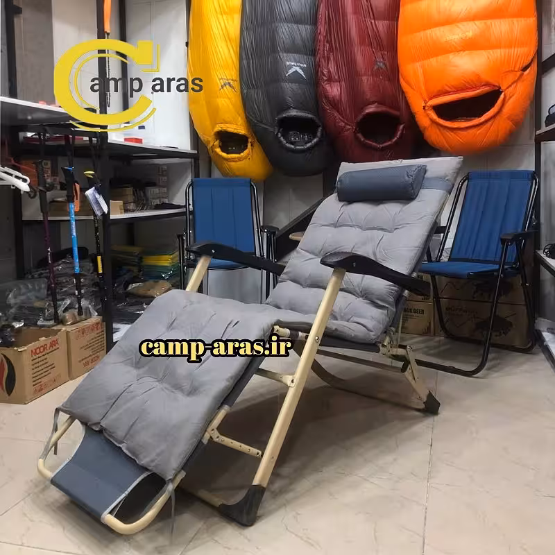 صندلی تاشو ساحلی تخت شو بالش دار مدل ZERO-61H فلزی - کمپ آراس