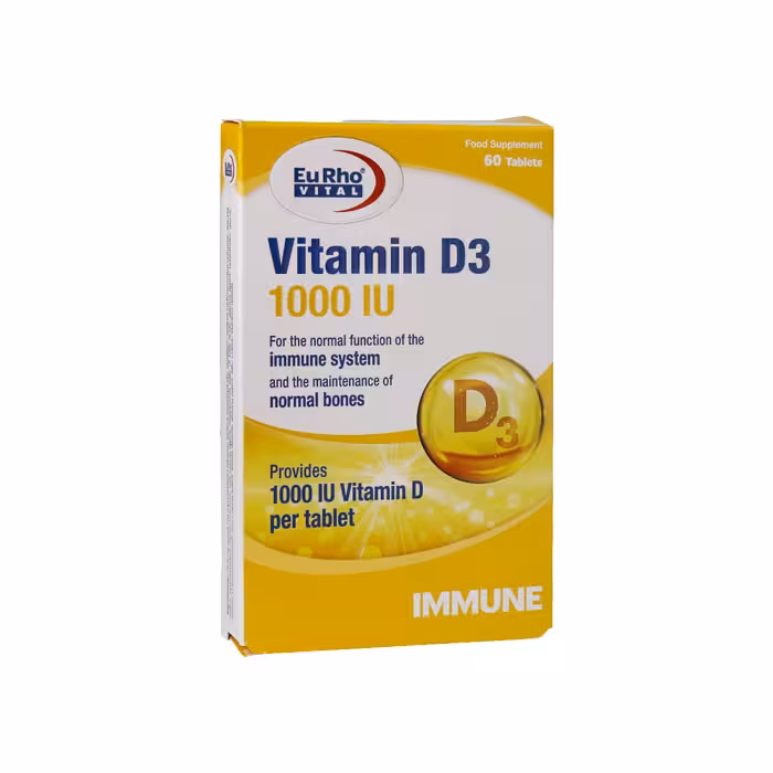 قرص ویتامین دی3 1000 یوروویتال (60 عددی)
