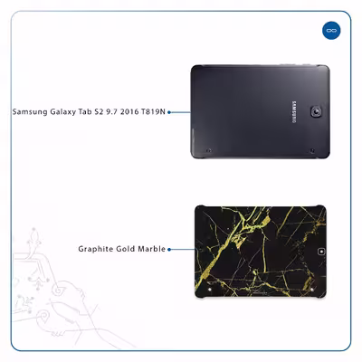 برچسب پوششی ماهوت مدل Graphite-Gold-Marble مناسب برای تبلت سامسونگ Galaxy Tab S2 9.7 2016 T819N