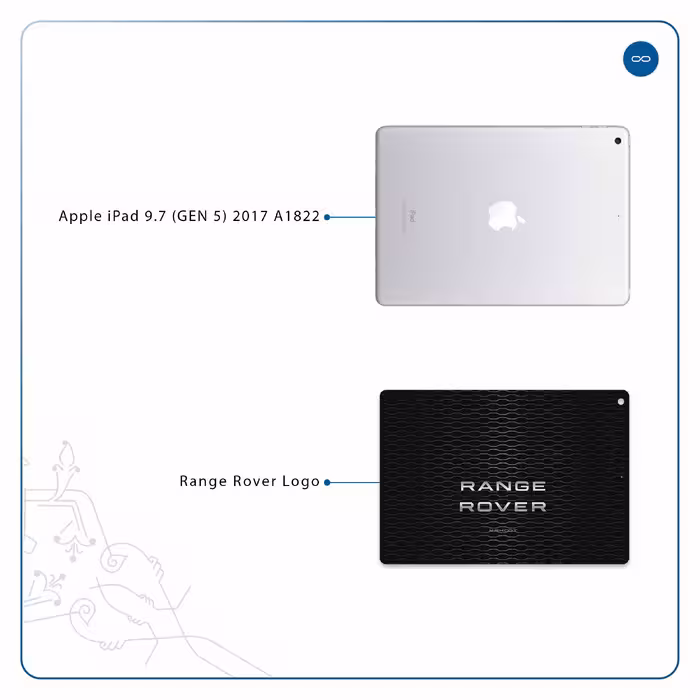 برچسب پوششی ماهوت مدل Range-Rover-Logo مناسب برای تبلت اپل iPad 9.7 (GEN 5) 2017 A1822