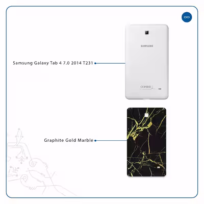 برچسب پوششی ماهوت مدل Graphite-Gold-Marble مناسب برای تبلت سامسونگ Galaxy Tab 4 7.0 2014 T231