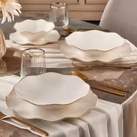 سرویس غذاخوری 6 نفره 24 پارچه Güral Porselen لب طلایی