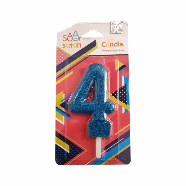 شمع تولد عدد 4 آبی اکلیلی
