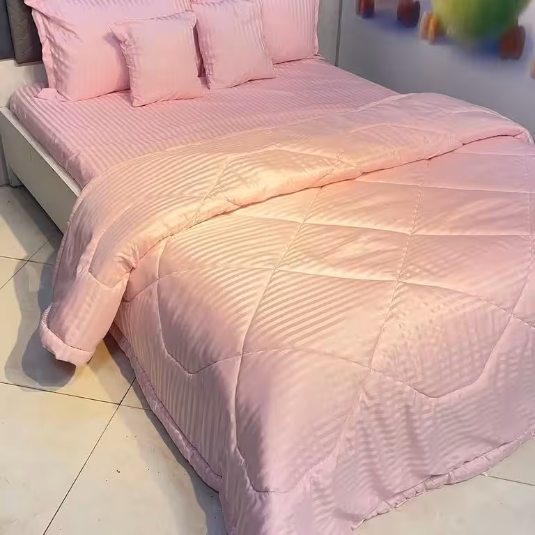 روتختی هتلی راه راه نخ پنبه صورتی