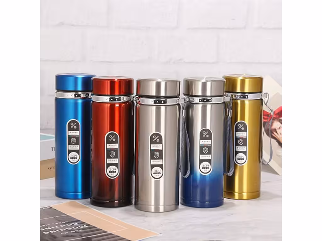 فلاسک استیل 1000 میلی لیتر به همراه توری صافی و بند دستی