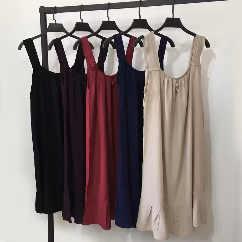 پیراهن نخی کوتاه آستین حلقه ای