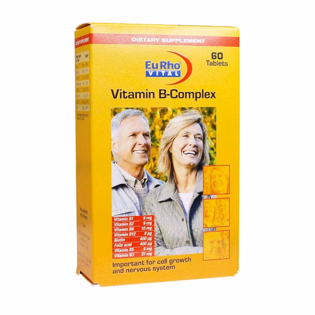 قرص ویتامین ب کمپلکس یوروویتال 60 عدد | EuRho Vital Vitamin B-Complex