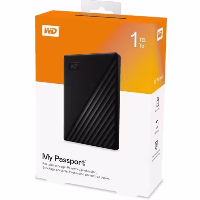 هارد اکسترنال وسترن دیجیتال مدل My Passport WDBYvg0010BBK-CESN ظرفیت 1 ترابایت
