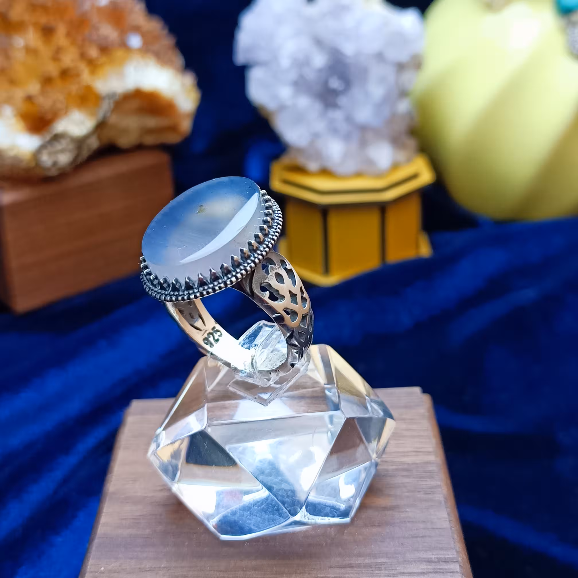 انگشت نقره عقیق کبود 