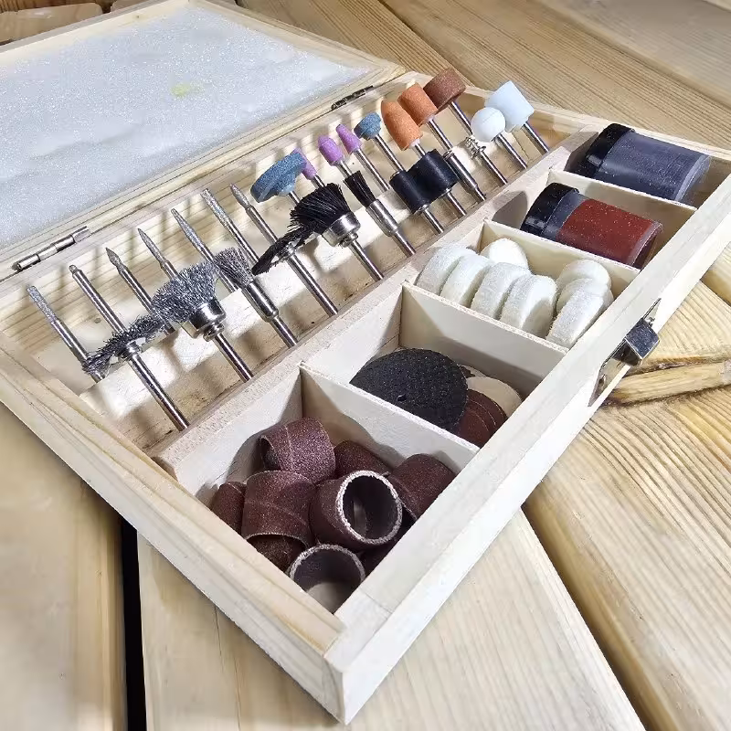 مجموعه مته فرز انگشتی جعبه چوبی 100 عددی اوکی مدل OK-2010