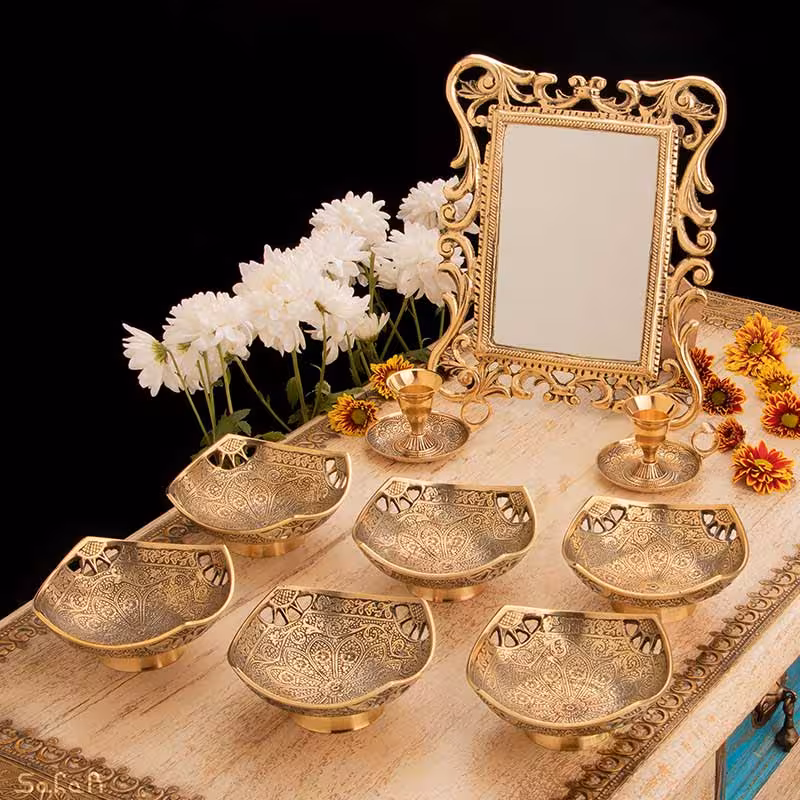 ست هفت سین برنجی طلایی کد 1025