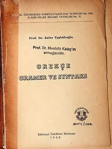 خرید و دانلود نسخه کامل کتاب Eski Yunanca, Grekçe Gramer ve Syntaks