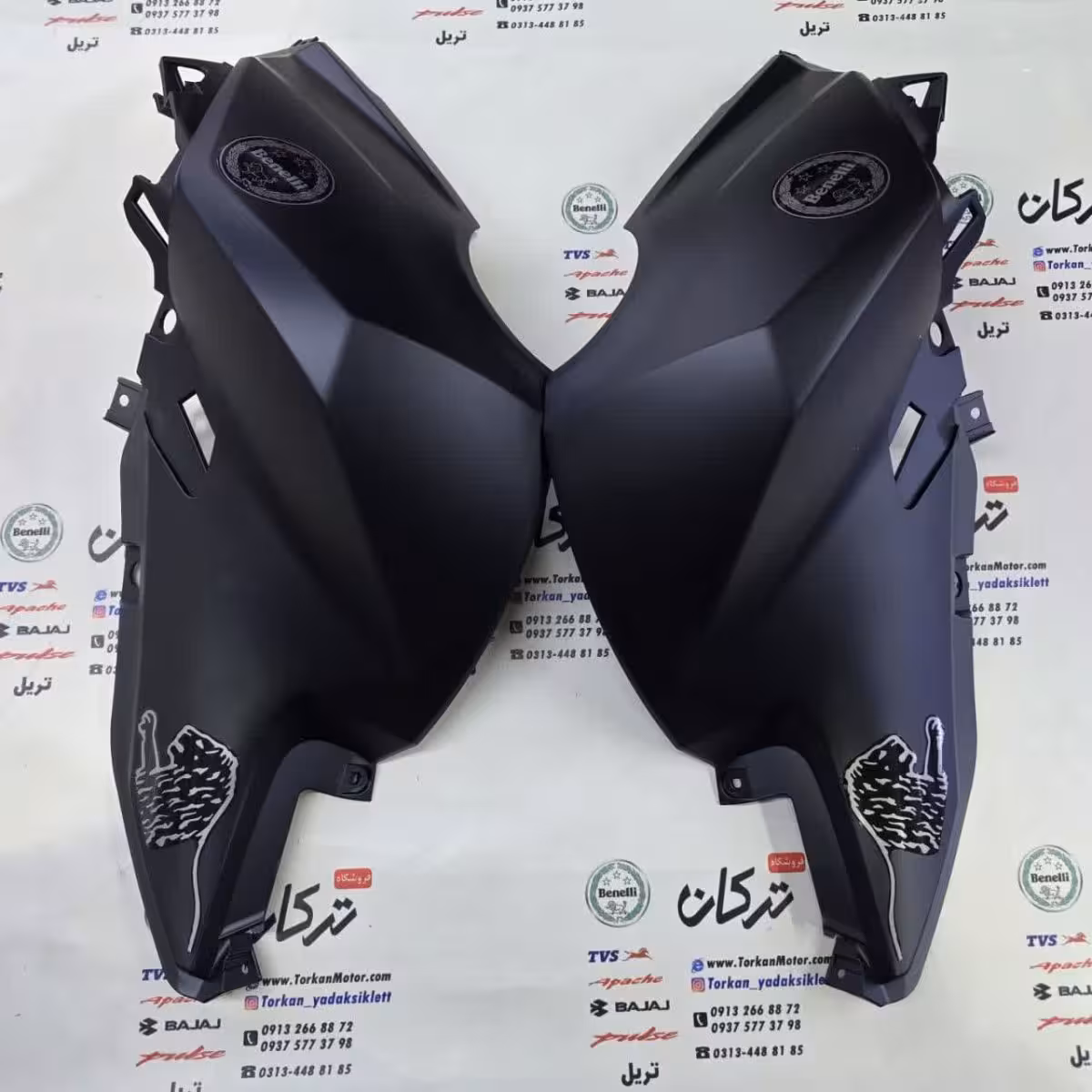 قاب ( کاور ) روی باک موتور بنلی 180 مشکی مات ( جفتی ) اصلی