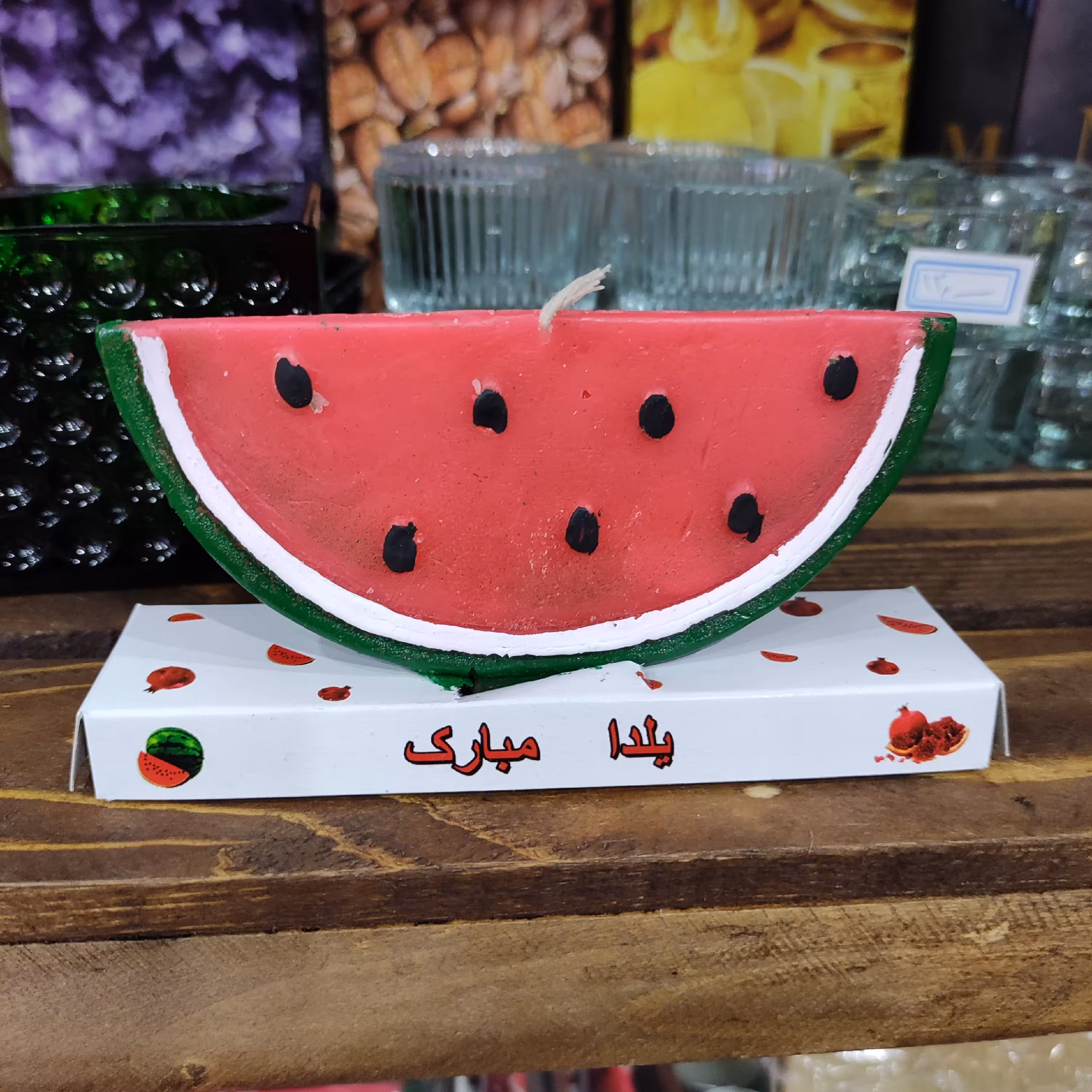 شمع یلدایی مدل هندوانه دیر سوز  بدون بو و دود 