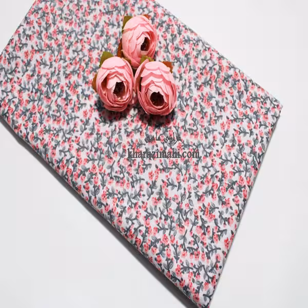 پارچه کتان نخ فیلور عرض90 طرح گل میخک کد 221