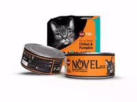 کنسرو گربه طعم مرغ و کدو حلوایی برند Novel نوول 120 گرمی