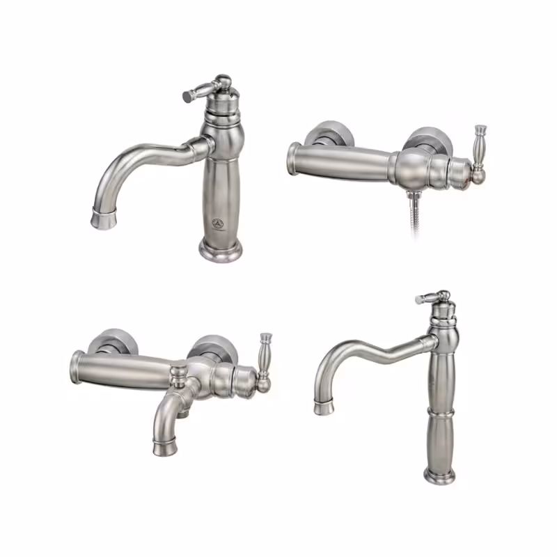 ست شیرآلات چهارتکه قهرمان مدل آنتیک کروم مات