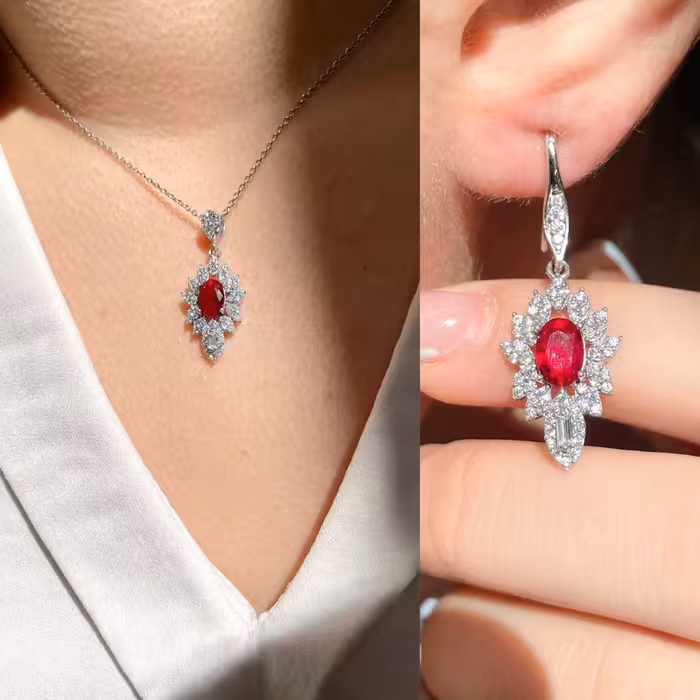 نیمست یاقوت سرخ نقره جواهری کد 00252