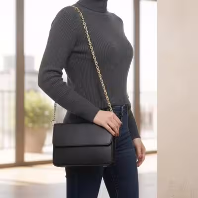 کیف دوشی زنانه کیف مجلسی مدل مینو جنس چرم صنعتی ابعاد 19 در 22