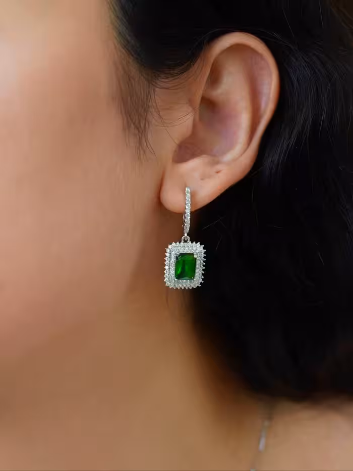 نیمست زمرد نقره جواهری کد 00328