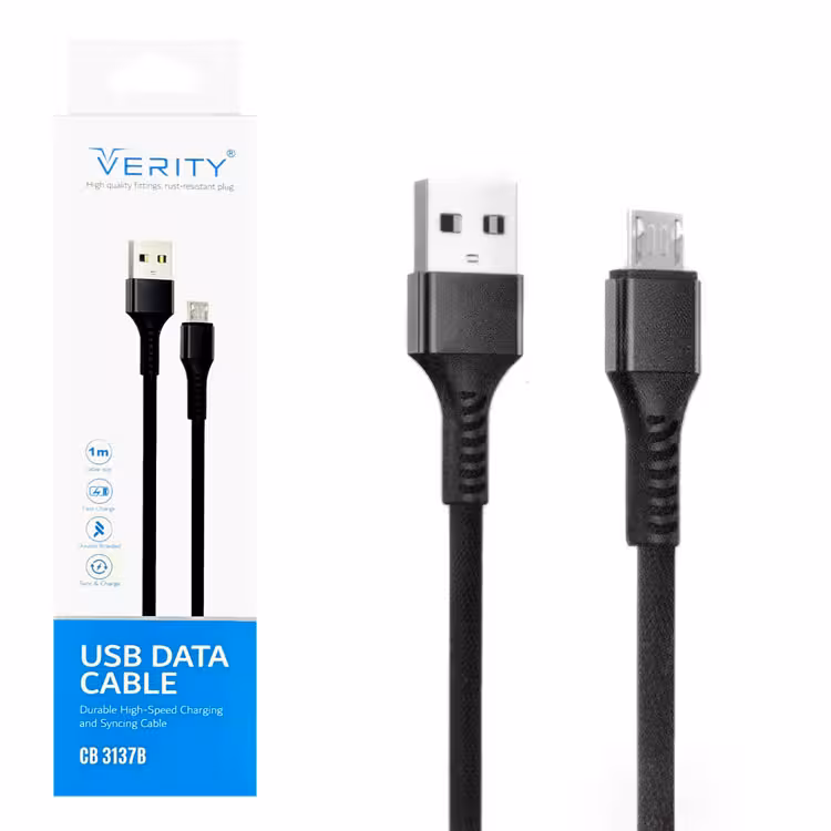 کابل دیتا و شارژ اندروید VERITY مدل 3137 مشکی
