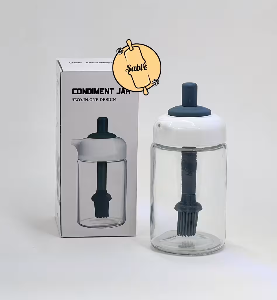 ظرف روغن شیشه ایی فرچه دار