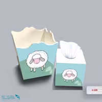 ست سطل و جا دستمال چوبی کودک طرح ببعی بازیگوش کد A3208