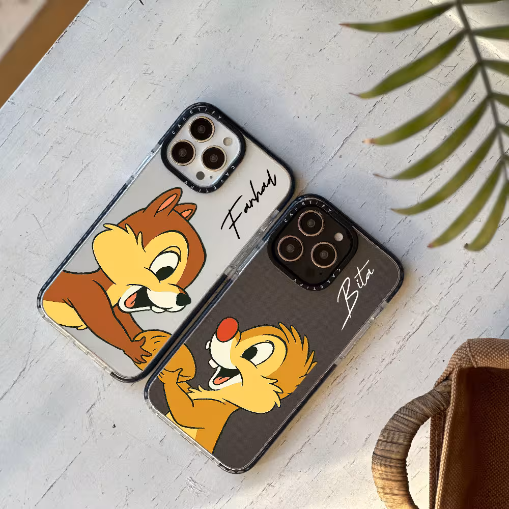 قاب شفاف چاپی سفارشی (کد 0515) به اسم دلخواه مدل کاپل سنجاب برای سامسونگ