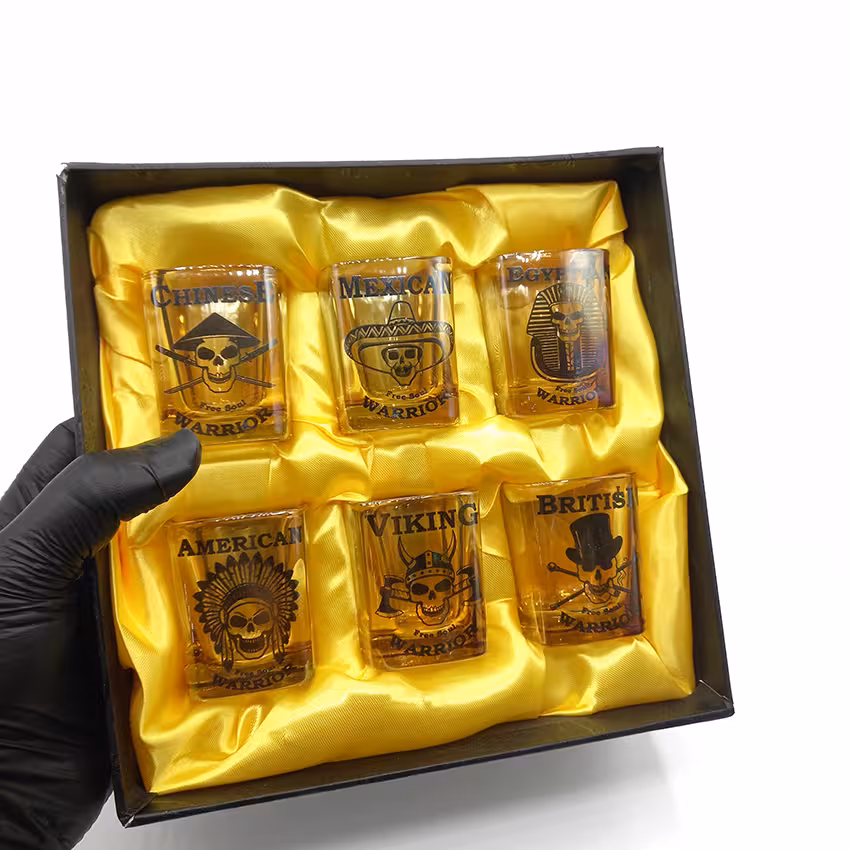 ست هدیه کاپ قهوه 6عددی شامپاینی مدل مربع طرح جمجمه 710068