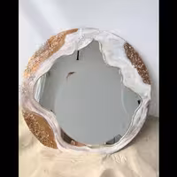 آینه رزینی قطر 60 طرح سنگ