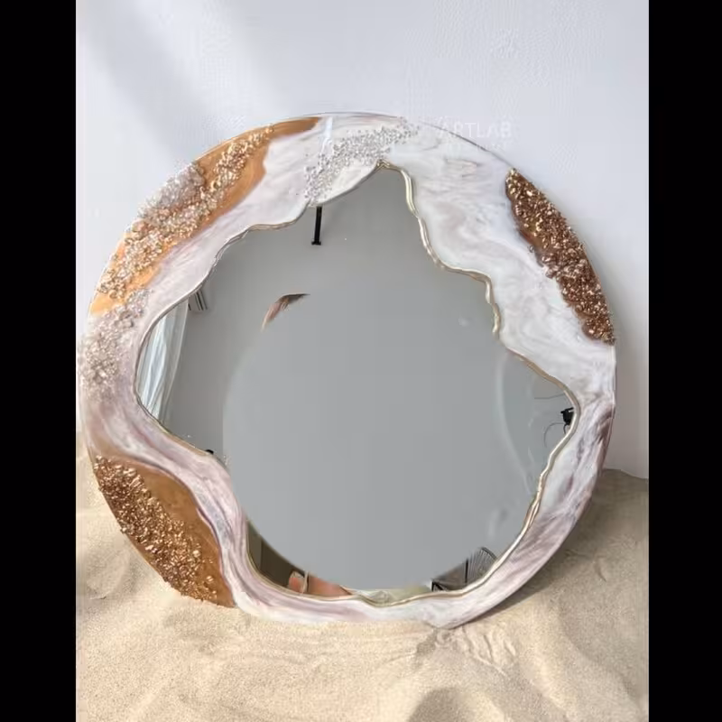 آینه رزینی قطر 60 طرح سنگ