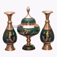 ست جفت گلدان و شکلاتخوری مس نگار کد mnsg295