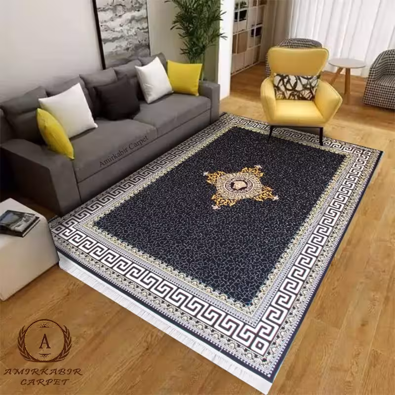 فرش 700 شانه نقشه ورساچه سرمه ای   فیلم