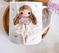 ماگ عروس خمیری برجسته