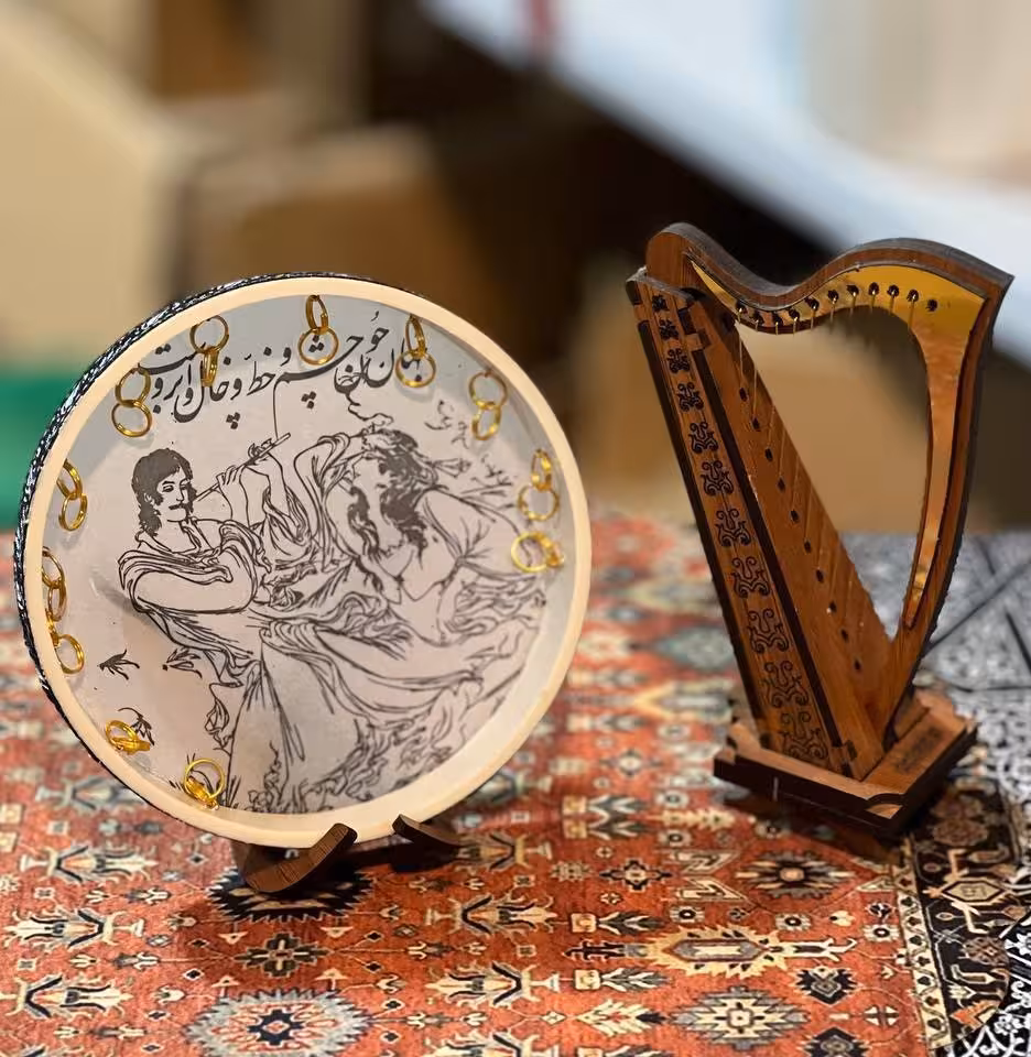 ساز دف و چنگ مینیاتوری (جفتی)
