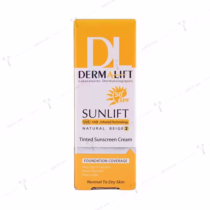 کرم ضد آفتاب درمالیفت  spf 50 پوست معمولی و خشک بژ طبیعی 40 میلی لیتری