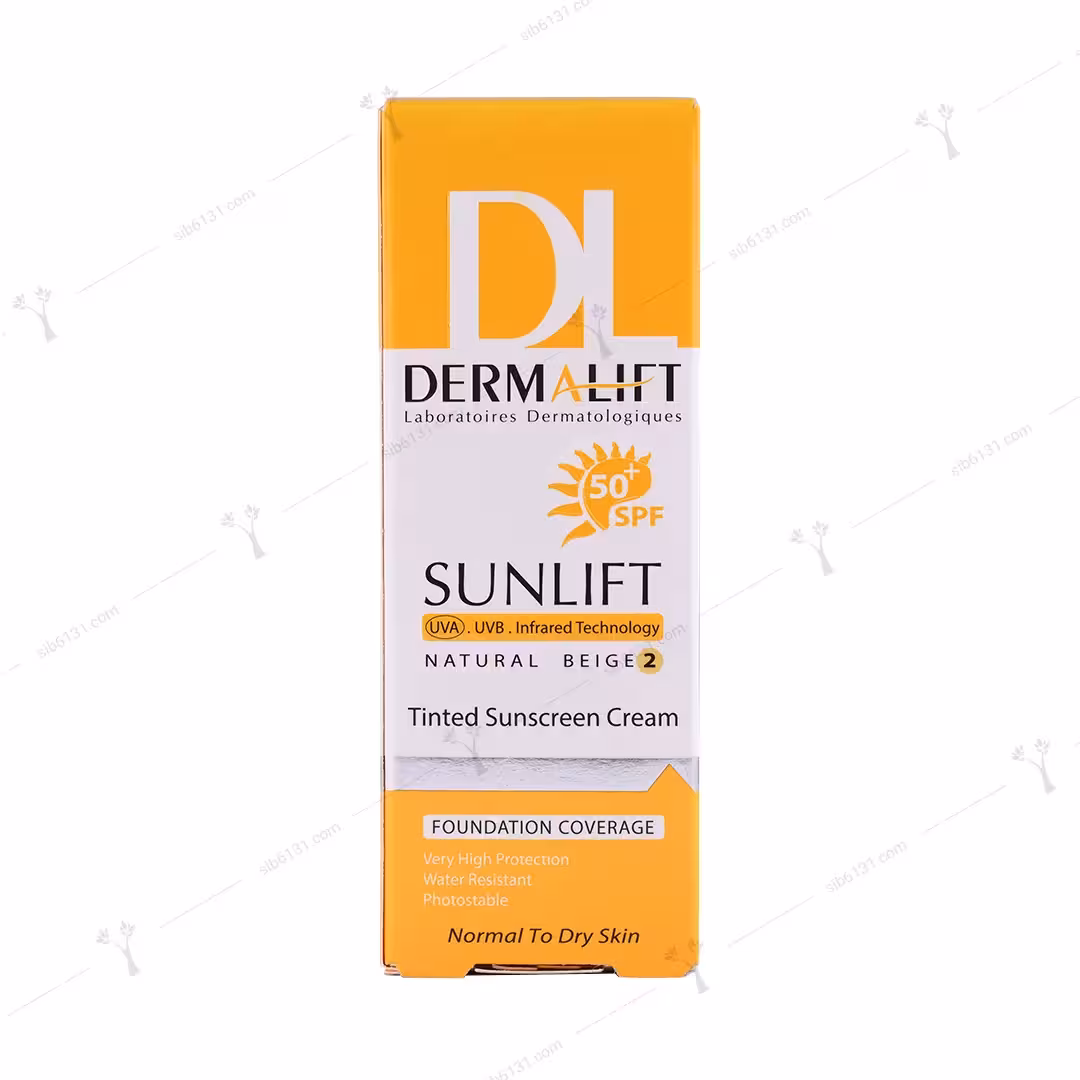 کرم ضد آفتاب درمالیفت  spf 50 پوست معمولی و خشک بژ طبیعی 40 میلی لیتری