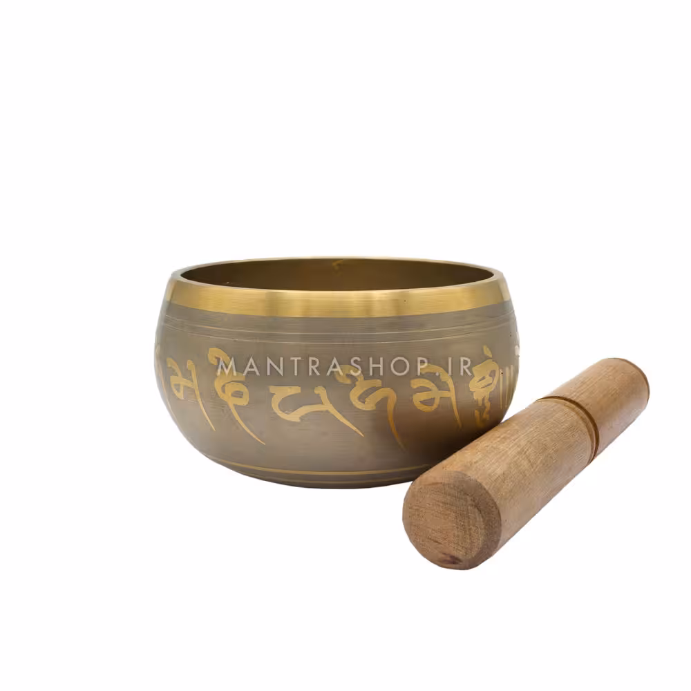 کاسه تبتی نقره ای طلایی نقش طلاکوب – قطر دهانه 10 سانتی متر