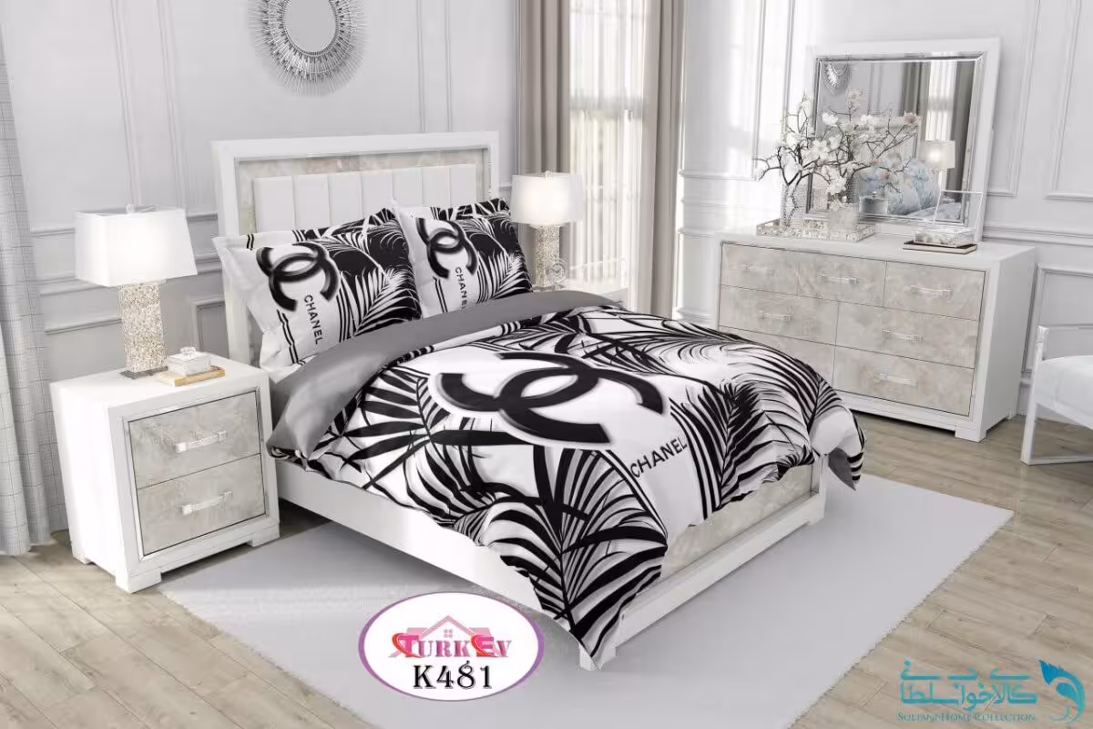 روتختی طرح CHANEL دونفره برند Turkev کد K481