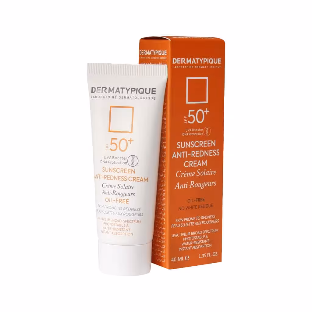 کرم ضد آفتاب بی رنگ پوست قرمز و حساس SPF50 درماتیپیک 40 میلی لیتر