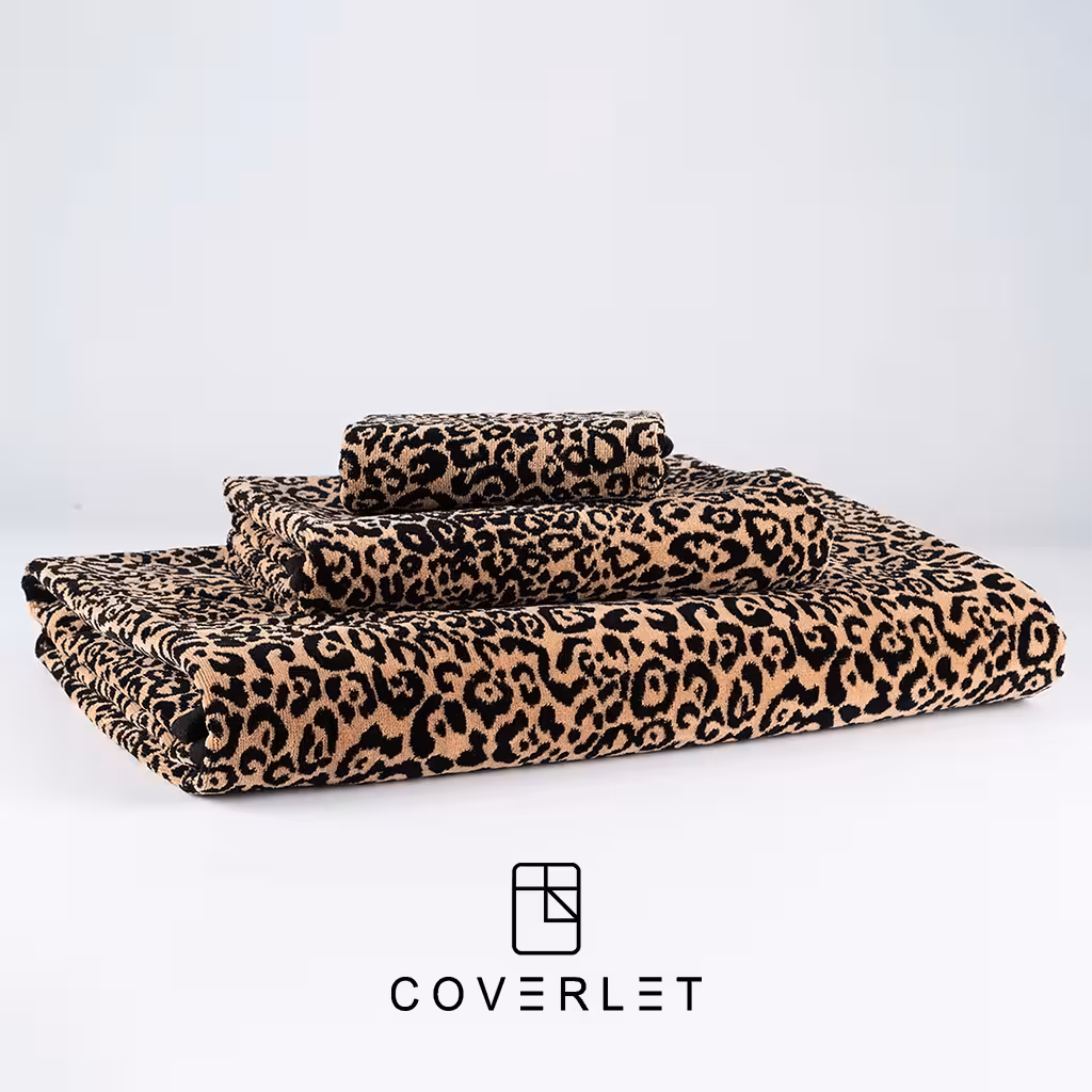 ست حوله سه‌تکه طرح پلنگی مدل Panthera