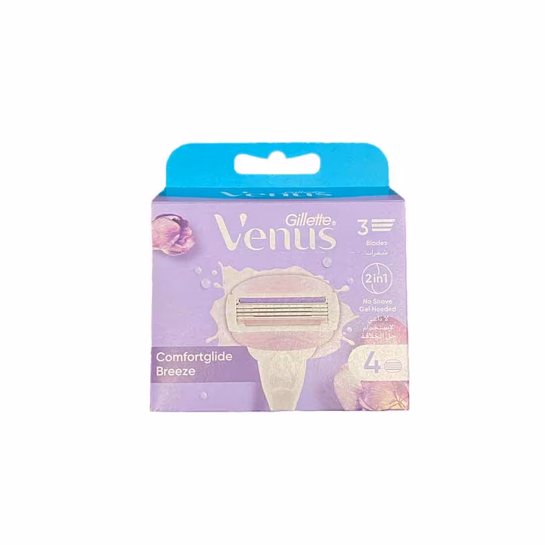 تیغ یدک ژیلت ونوس بنفش بانوان مدل Venus Comfortglide بسته 4 عددی