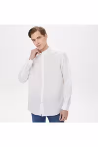 پیراهن / بلوز دکمه دار سفید مردانه کتانی مناسب کلاسیک Nautica