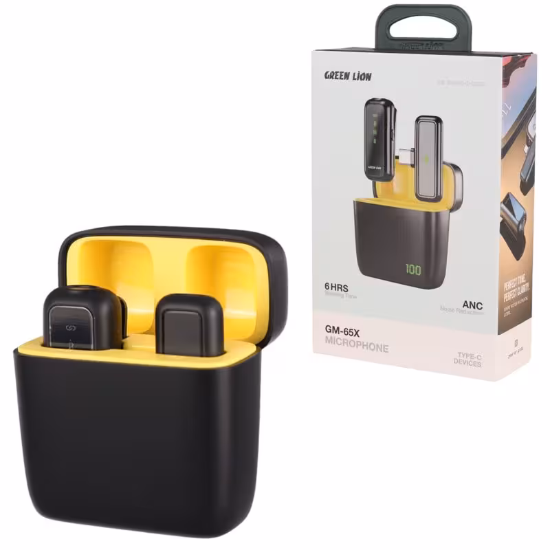 میکروفون یقه ای وایرلس گرین لاین مدل GM-65X با رابط تایپ سی