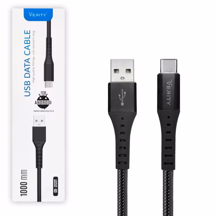 کابل دیتا و شارژ Type-C VERITY مدل 3132 مشکی