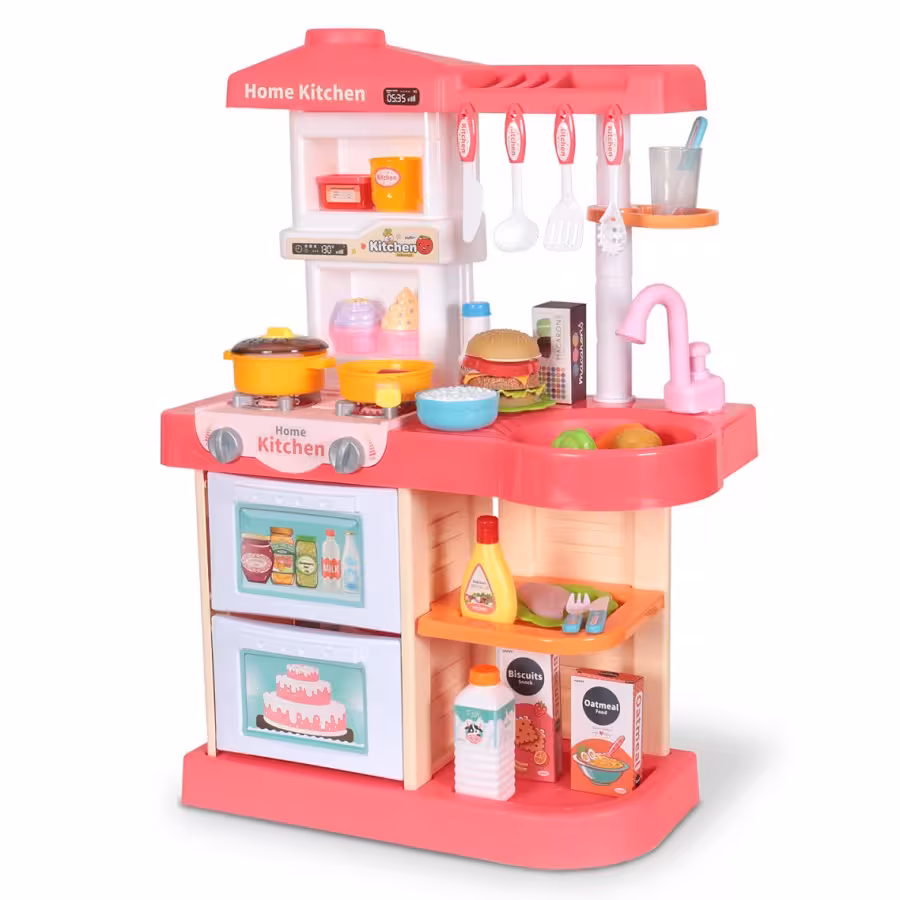 آشپزخانه اسباب بازی دارای سینک ظرفشویی با قابلیت ریزش آب و لوازم جانبی مدل wdp37