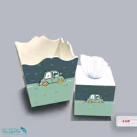 ست سطل و جا دستمال چوبی کودک طرح تمساح راننده کد A3247