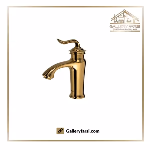 شیر روشویی شودر پایه کوتاه مدل لوکا طلایی براق