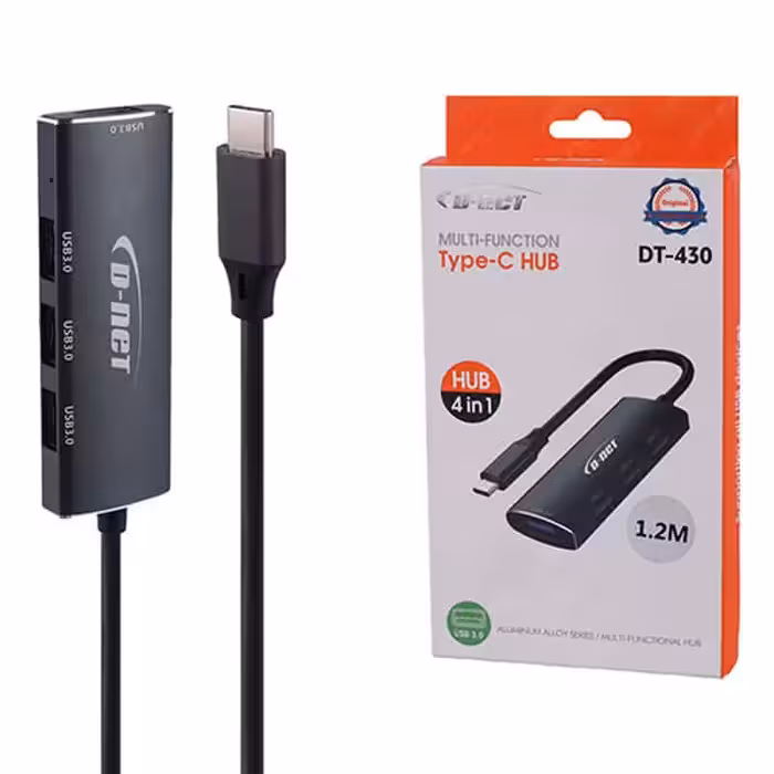 هاب 4 پورت Type-C دی نت DT-430 1.2m